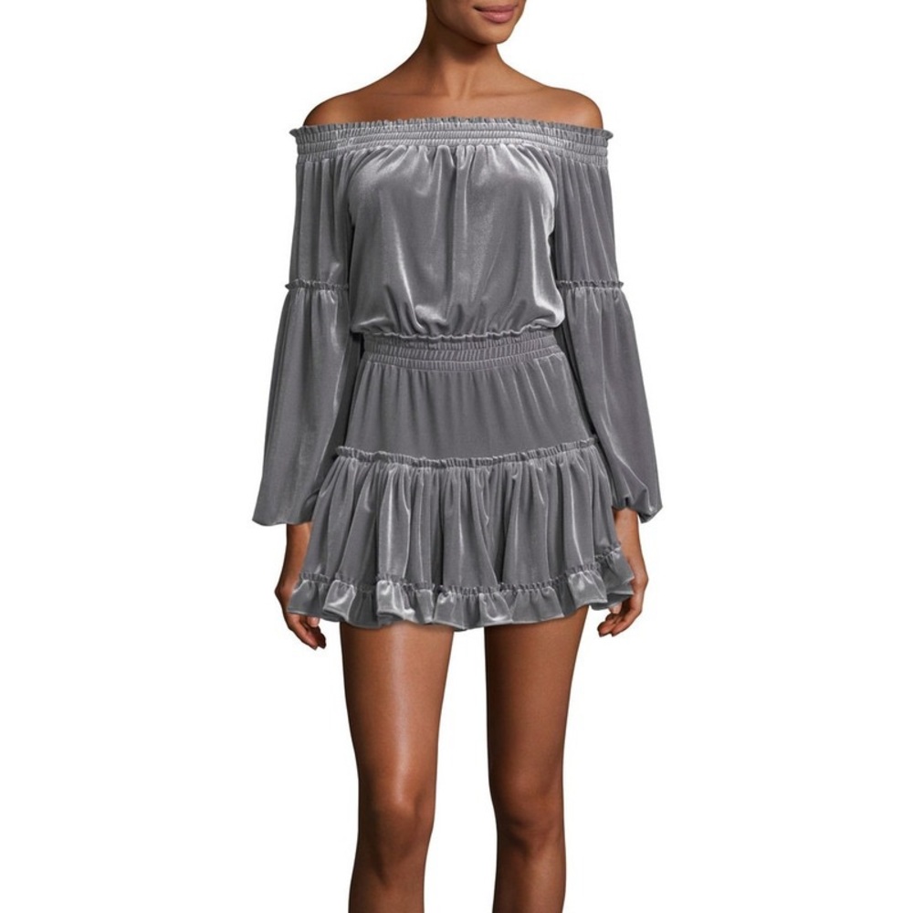Misa Los Angeles Velvet off the shoulder dress